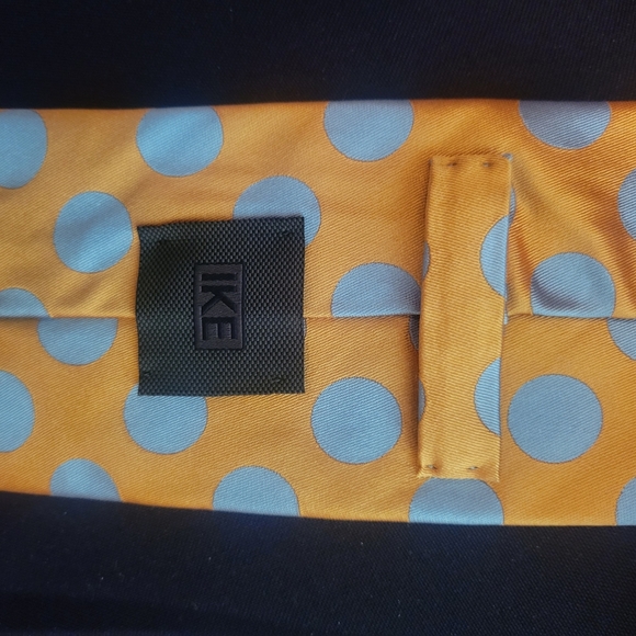 IKE Orange and Blue Polka Dot Silk Tie - Picture 1 of 5